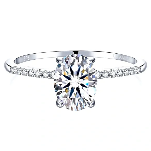 Solitaire Moissanite💍 1.5 Carats Halo Oval Cut Wedding Engagement Promis… - Picture 3 of 10